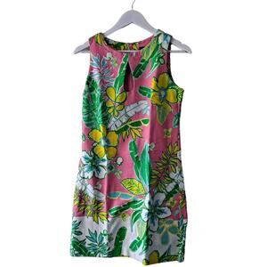 Just... Taylor Multicolored Tropical Design Crewneck Mini Dress - Size 4